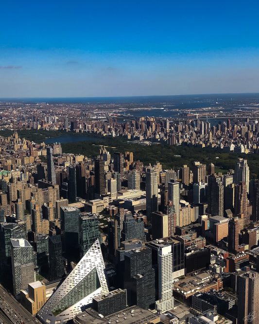 Above View of N.Y.C. Angled Towards Central Park
