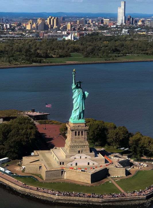View of Statue of Liberty from Helicopter