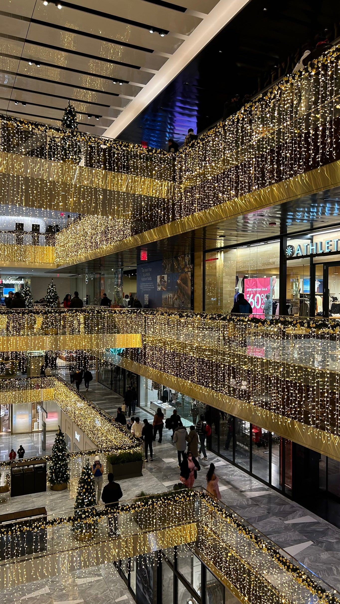 The Inside of Hudson Yards Shopping Mall during Christmas