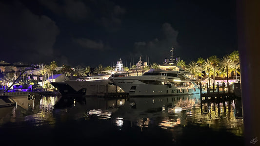 Atlantis Bahamas Marina Village at Night with Yachts