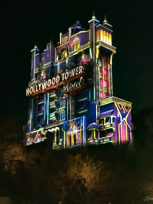 Hollywood Tower at Disney Hollywood Studios at Night