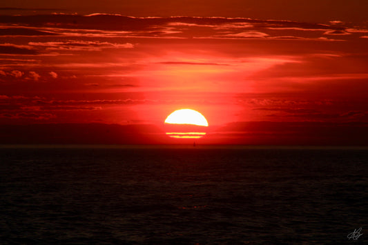 Beautiful Glowing Sunset Over Ocean
