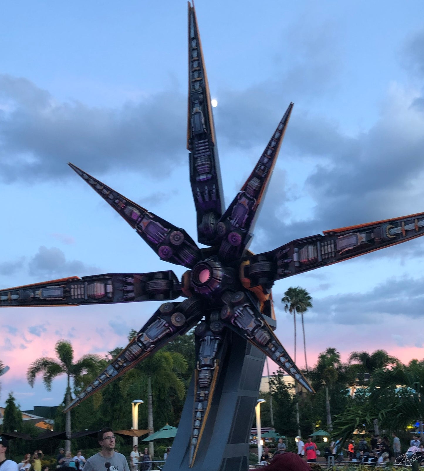 Back of Guardians of the Galaxy at Epcot during Sunset