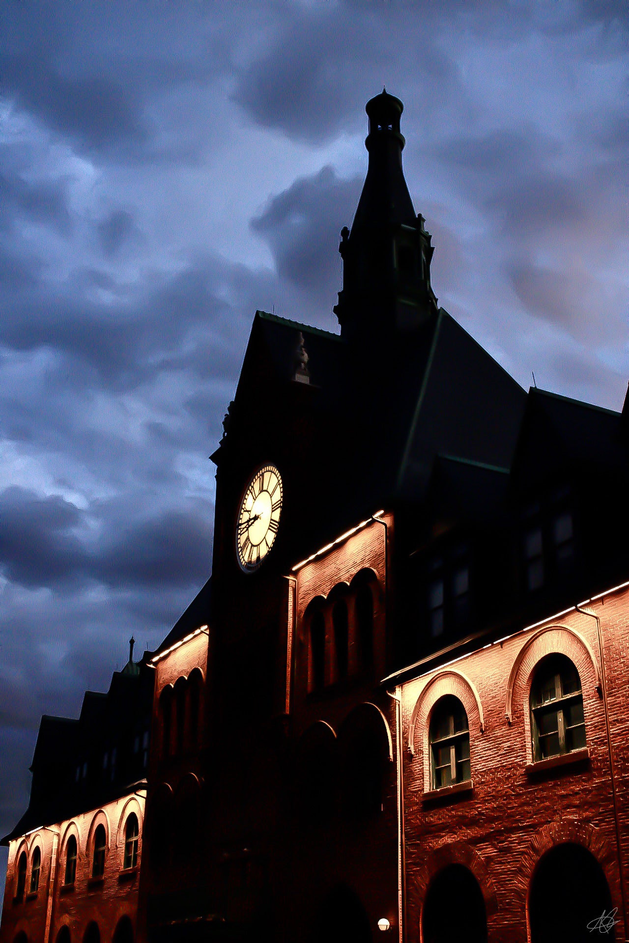 Central Railroad Station at Liberty State Park at Night