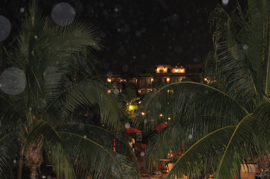 Nighttime in Cancun, Mexico with Rain